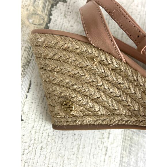 Tory Burch Women’s 8 Landon Pink Espadrille Wedge Ankle Buckle Sandals designer - Picture 6 of 10